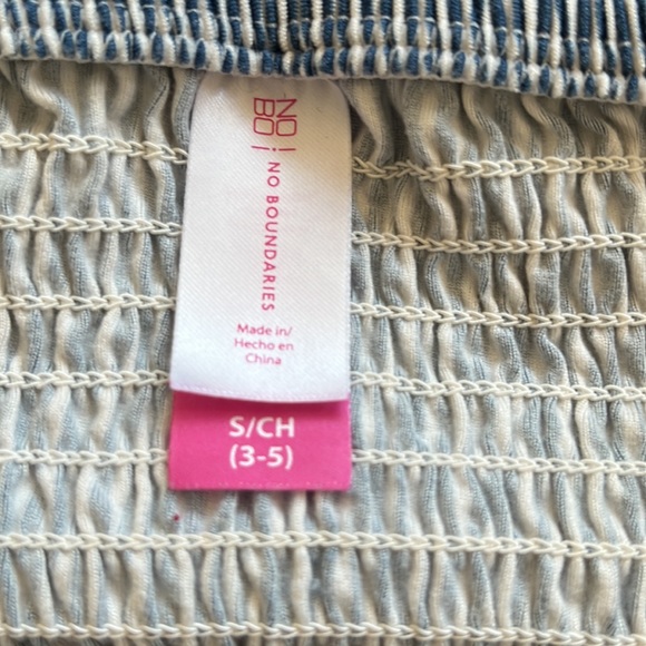 No Boundaries Floral, Blue Stripe, Strapless, Summer Mini Dress, Size Small - Picture 9 of 11